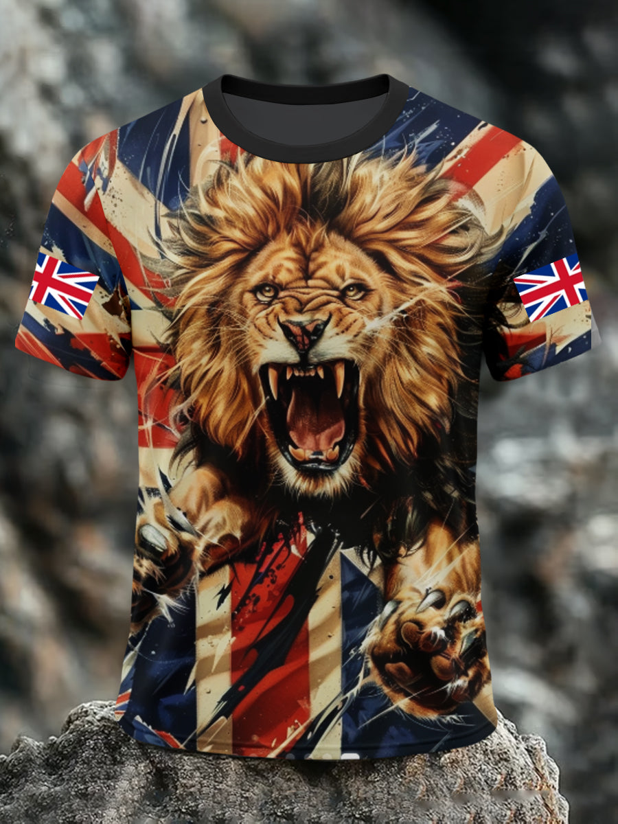 Men's UK Lion Flag Printed T-shirt