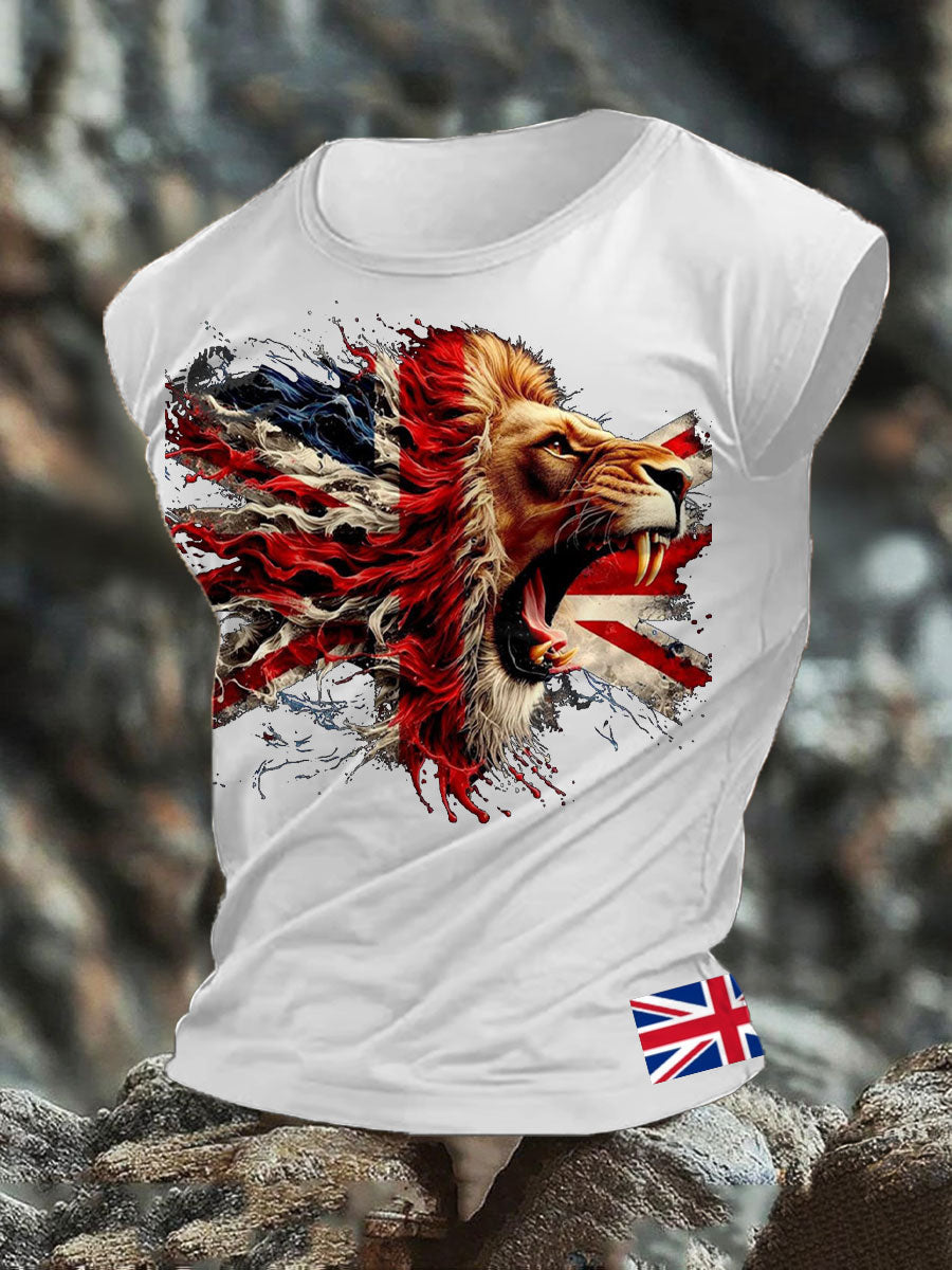 Men's UK Flag Lion Printed Vest
