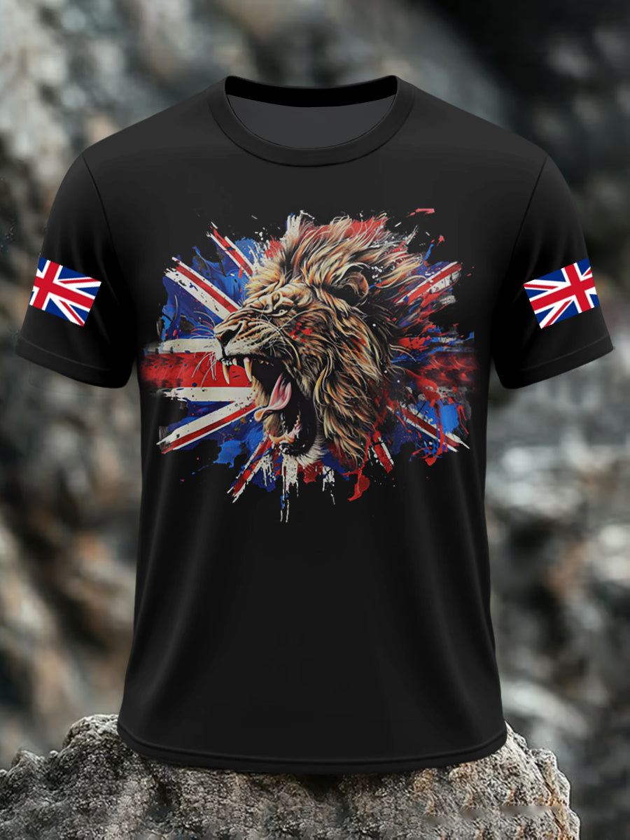 Men's UK Lion Flag Printed T-shirt