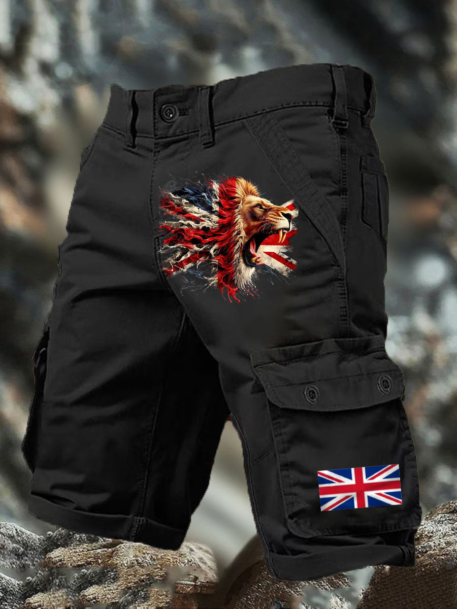 Men's UK Flag Lion Printed Shorts