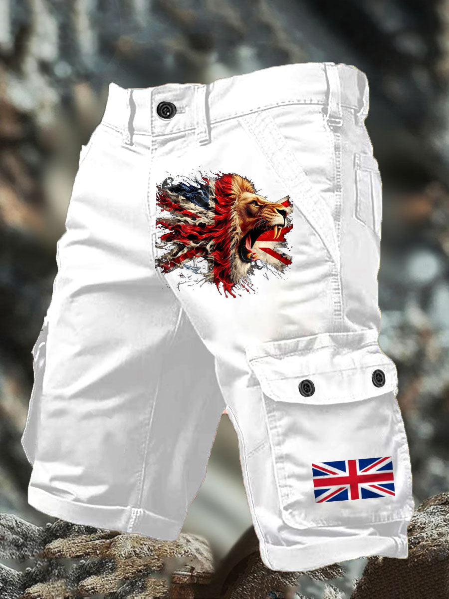 Men's UK Flag Lion Printed Shorts
