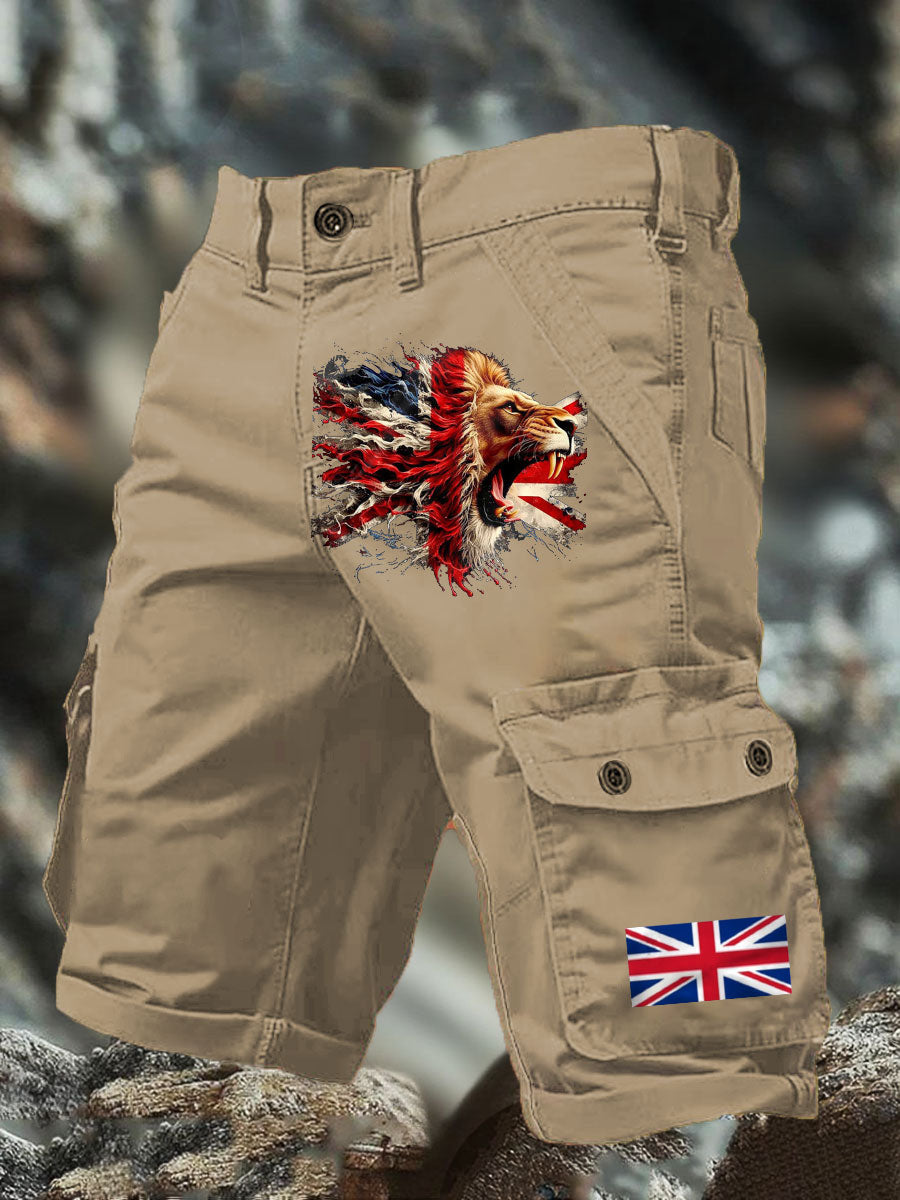 Men's UK Flag Lion Printed Shorts