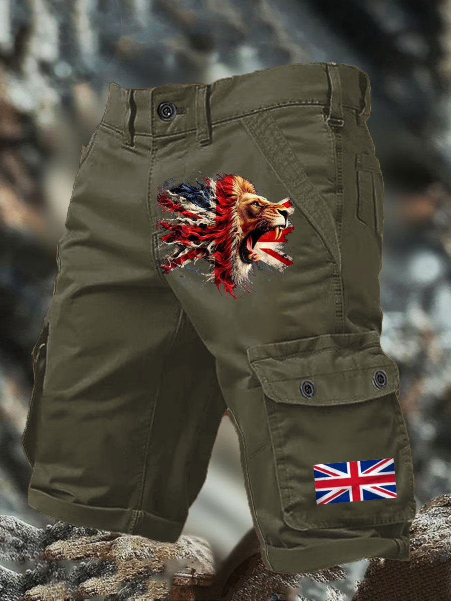 Men's UK Flag Lion Printed Shorts