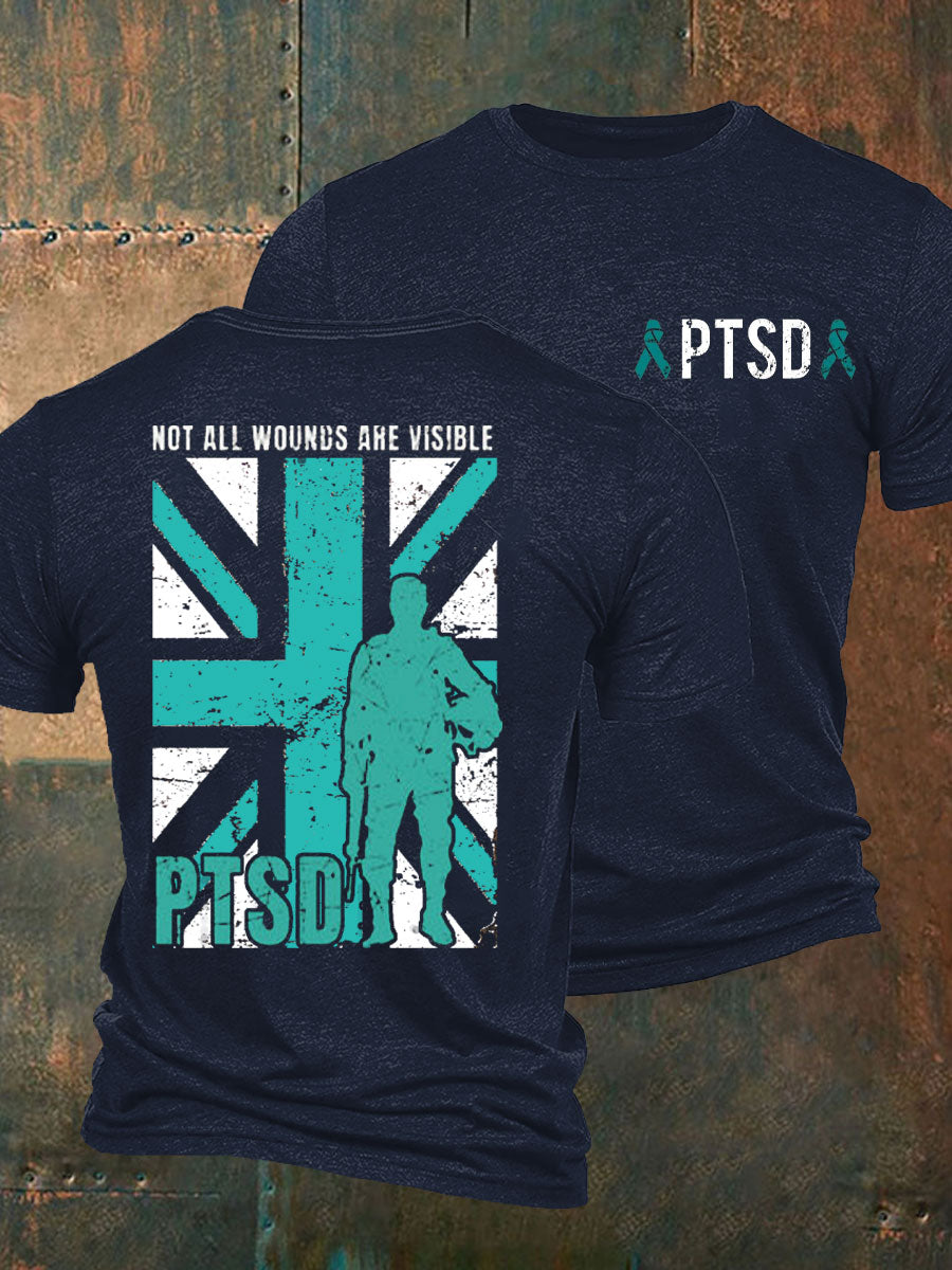 Men's PTSD Awareness Veteran Printed T-shirt
