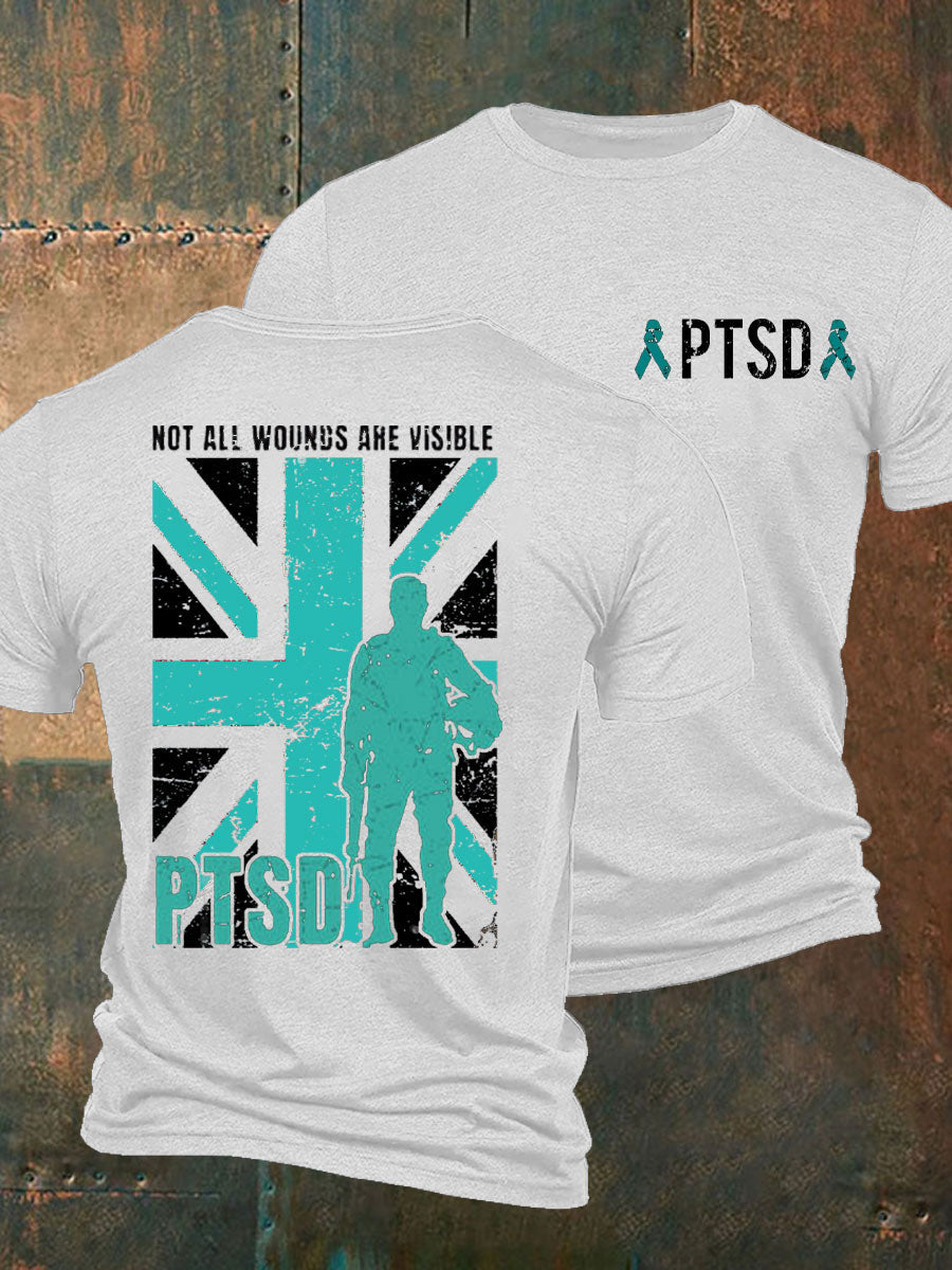 Men's PTSD Awareness Veteran Printed T-shirt