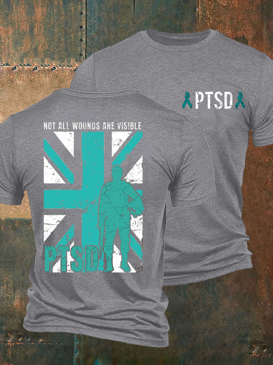 Men's PTSD Awareness Veteran Printed T-shirt