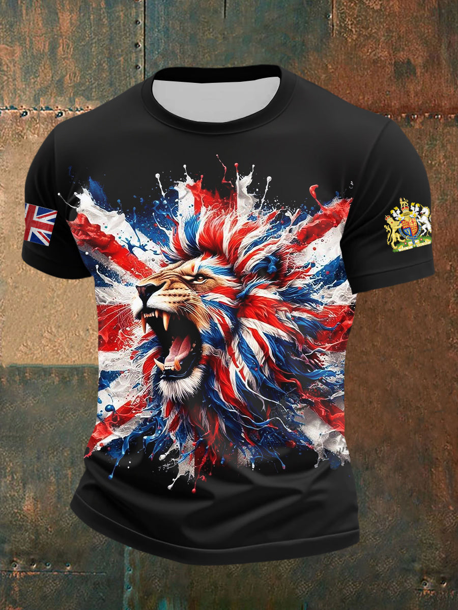 Men's UK Patriotic Flag Printed Short Sleeve T-shirt