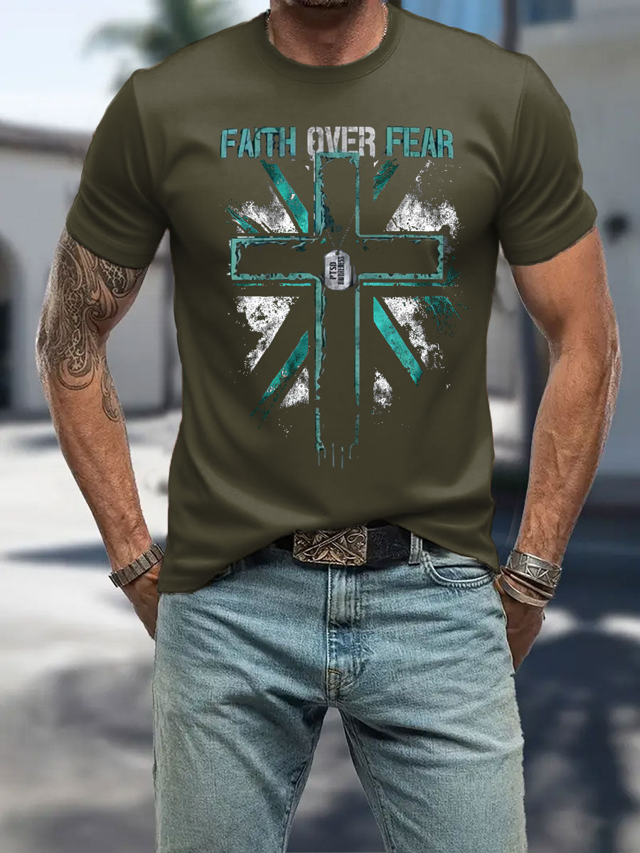 Men's PTSD Awareness Veteran Printed T-shirt