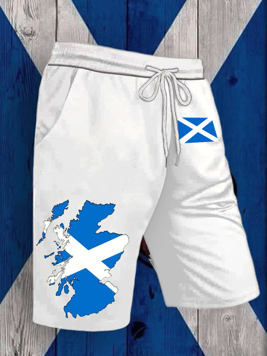 Men's Scotland Flag Printed Drawstring Shorts