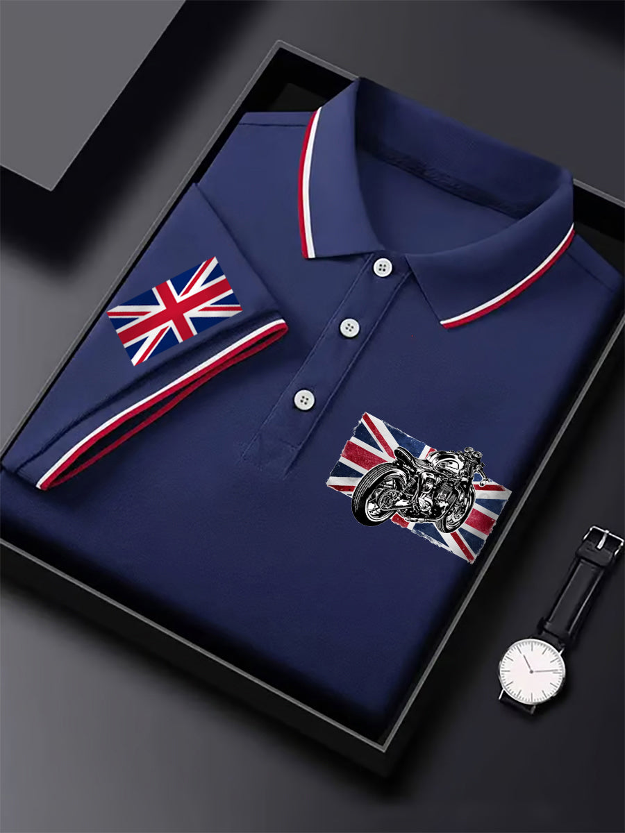 Men's Motorcycle Lovers British Flag Print Casual Top