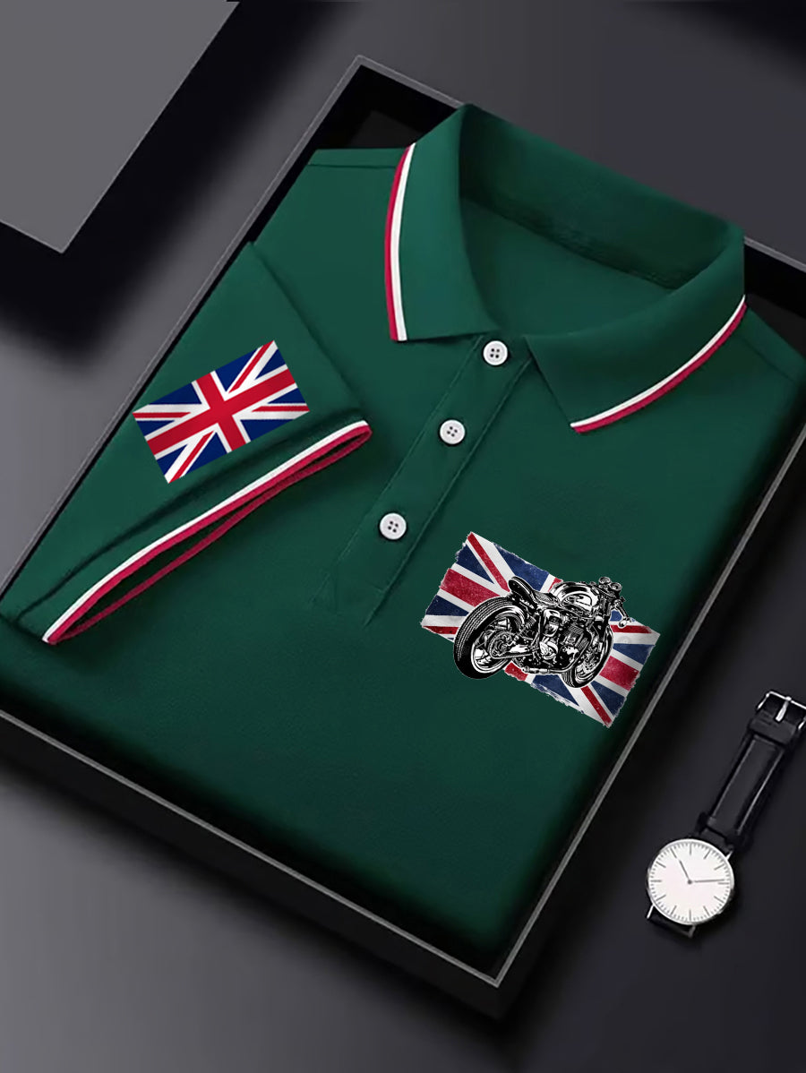 Men's Motorcycle Lovers British Flag Print Casual Top