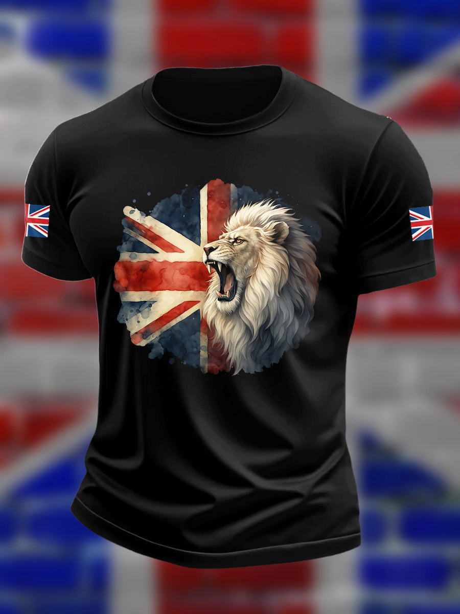 British Lion Printed Vintage Fashion Loose Short Sleeve T-Shirt
