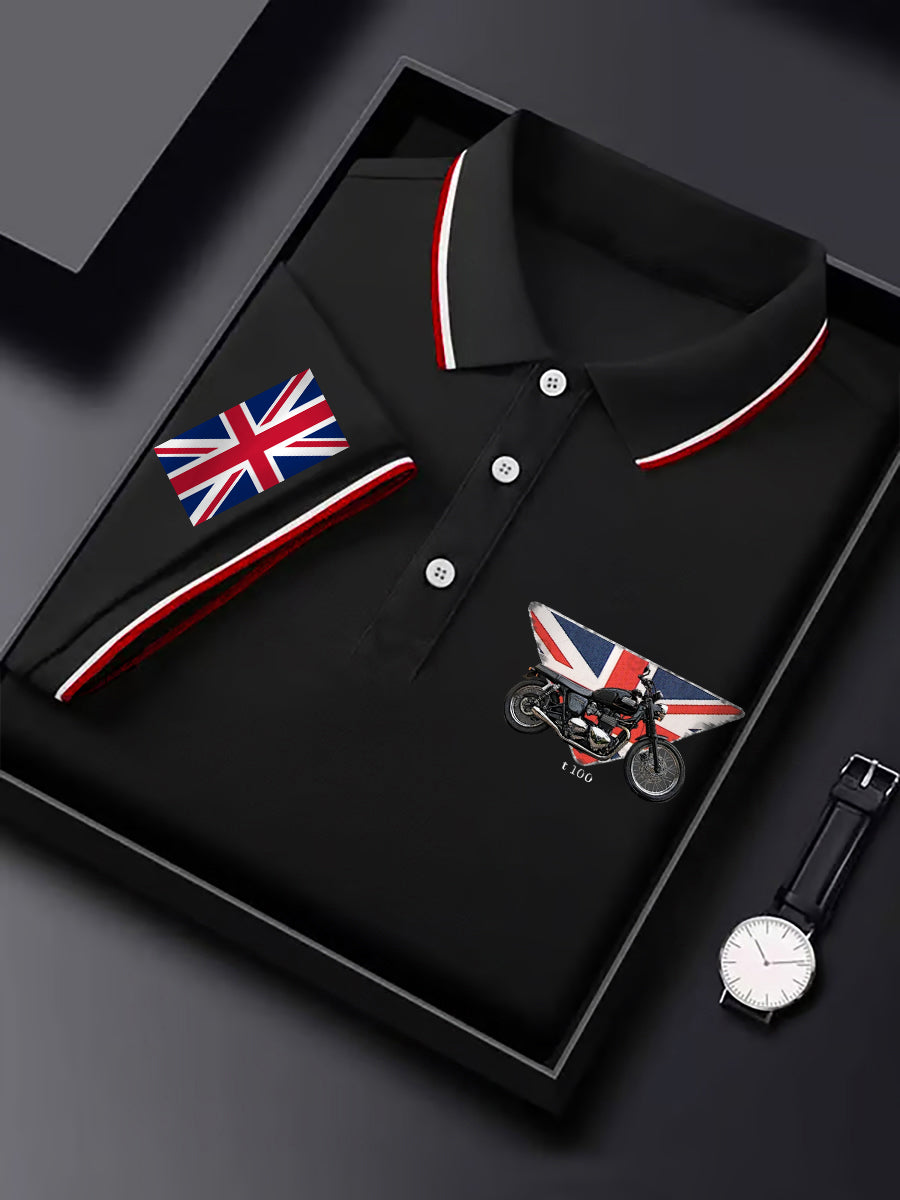 Men's Vintage Motorcycle Lovers British Flag Print Casual Top