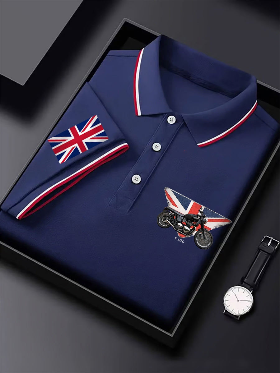 Men's Vintage Motorcycle Lovers British Flag Print Casual Top