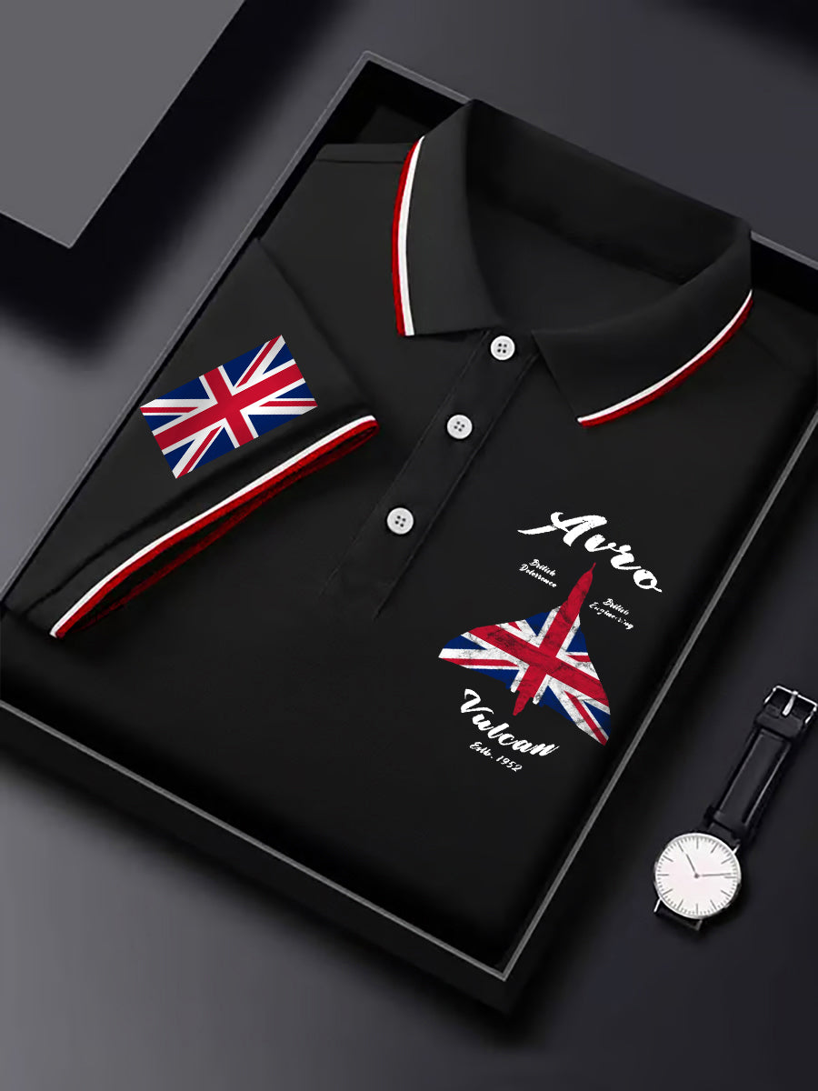 Men's Vintage British Flag Avro Vulcan RAF Nuclear Bomber Print Casual Top