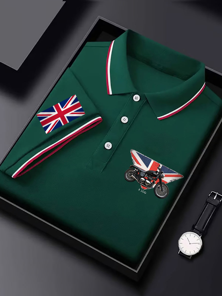 Men's Vintage Motorcycle Lovers British Flag Print Casual Top