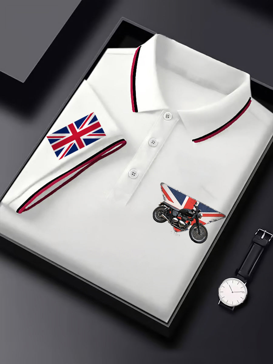 Men's Vintage Motorcycle Lovers British Flag Print Casual Top