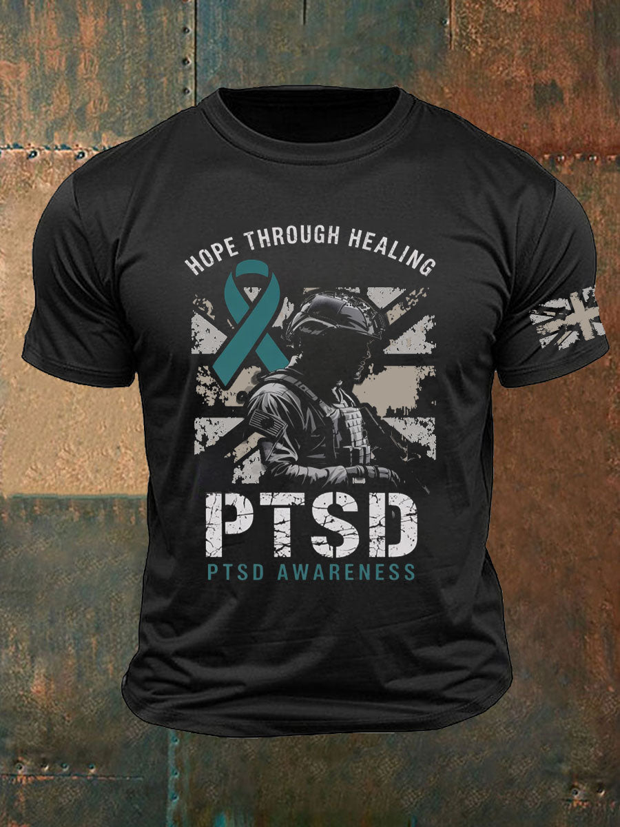Men's PTSD Awareness Veteran Printed T-shirt