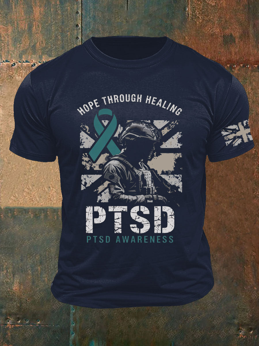 Men's PTSD Awareness Veteran Printed T-shirt
