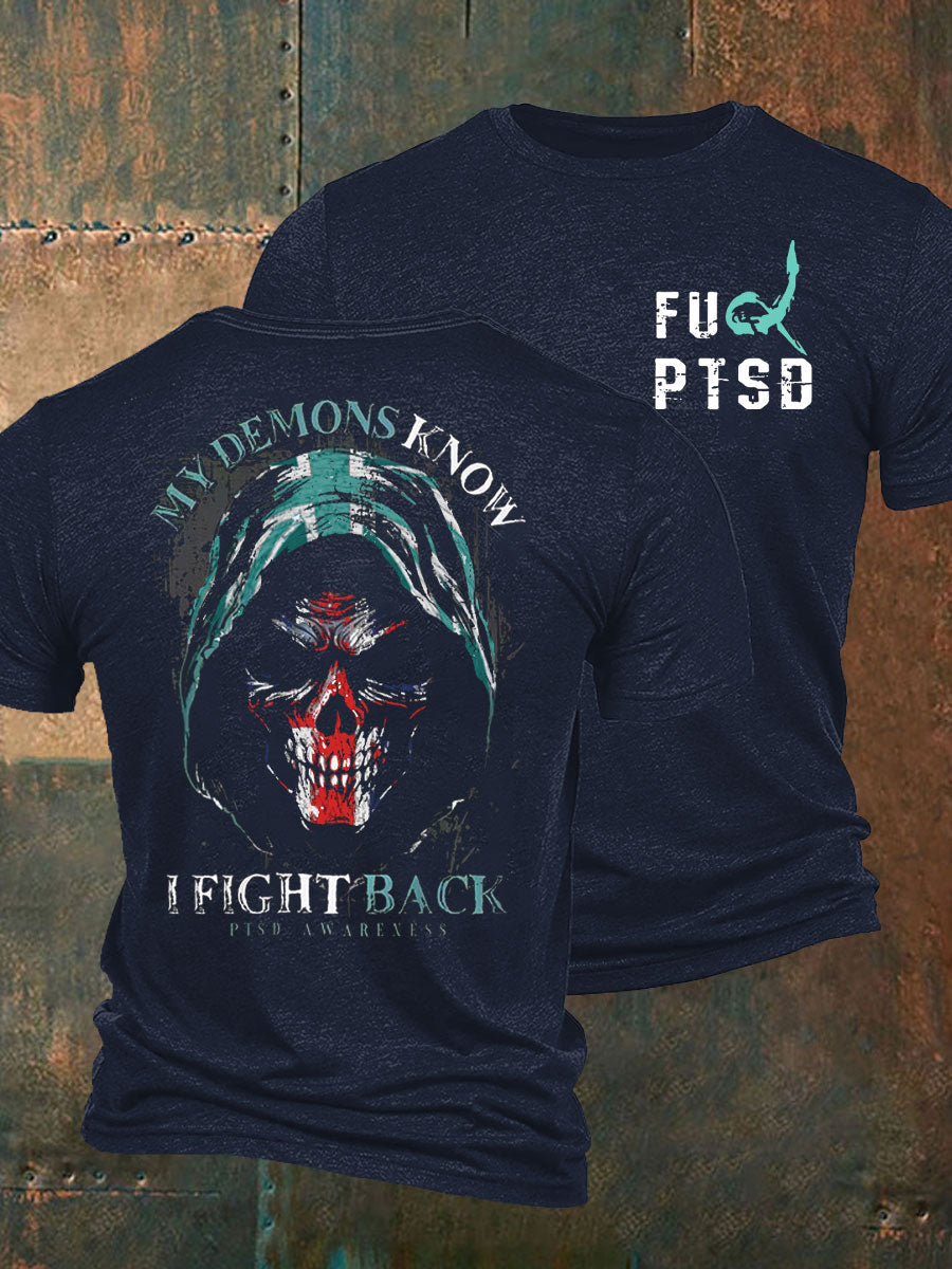 Men's PTSD Awareness Veteran Printed T-shirt