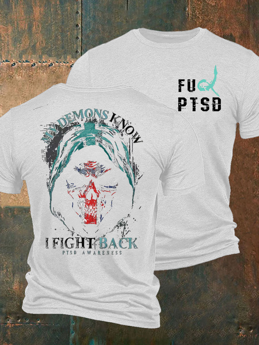 Men's PTSD Awareness Veteran Printed T-shirt