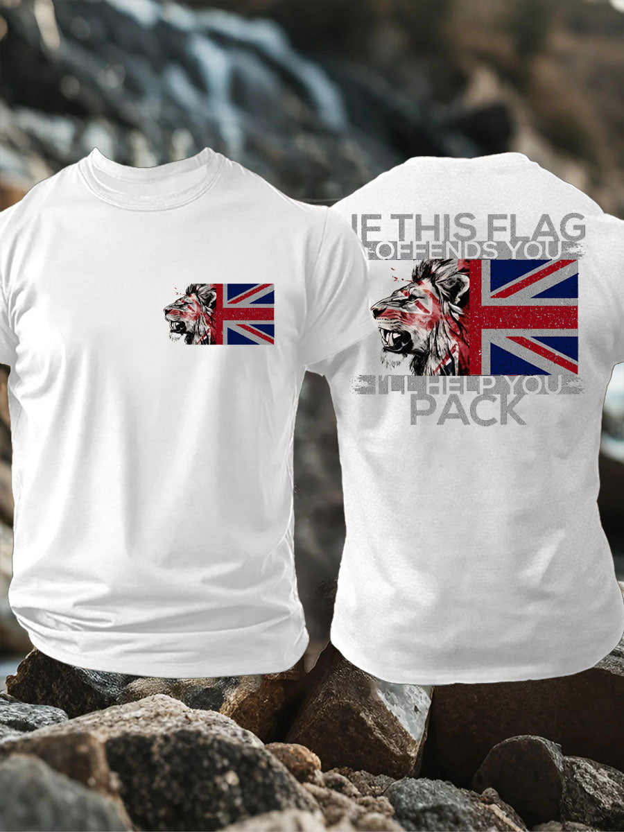 Men's UK Flag Lion Patriotic Printed T-shirt