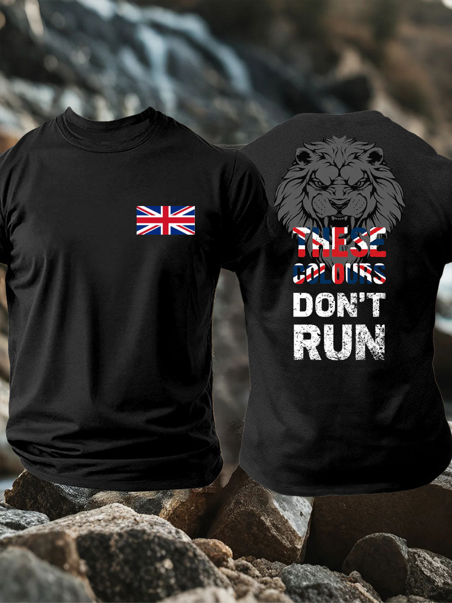 Men's UK Flag Lion Patriotic Printed T-shirt