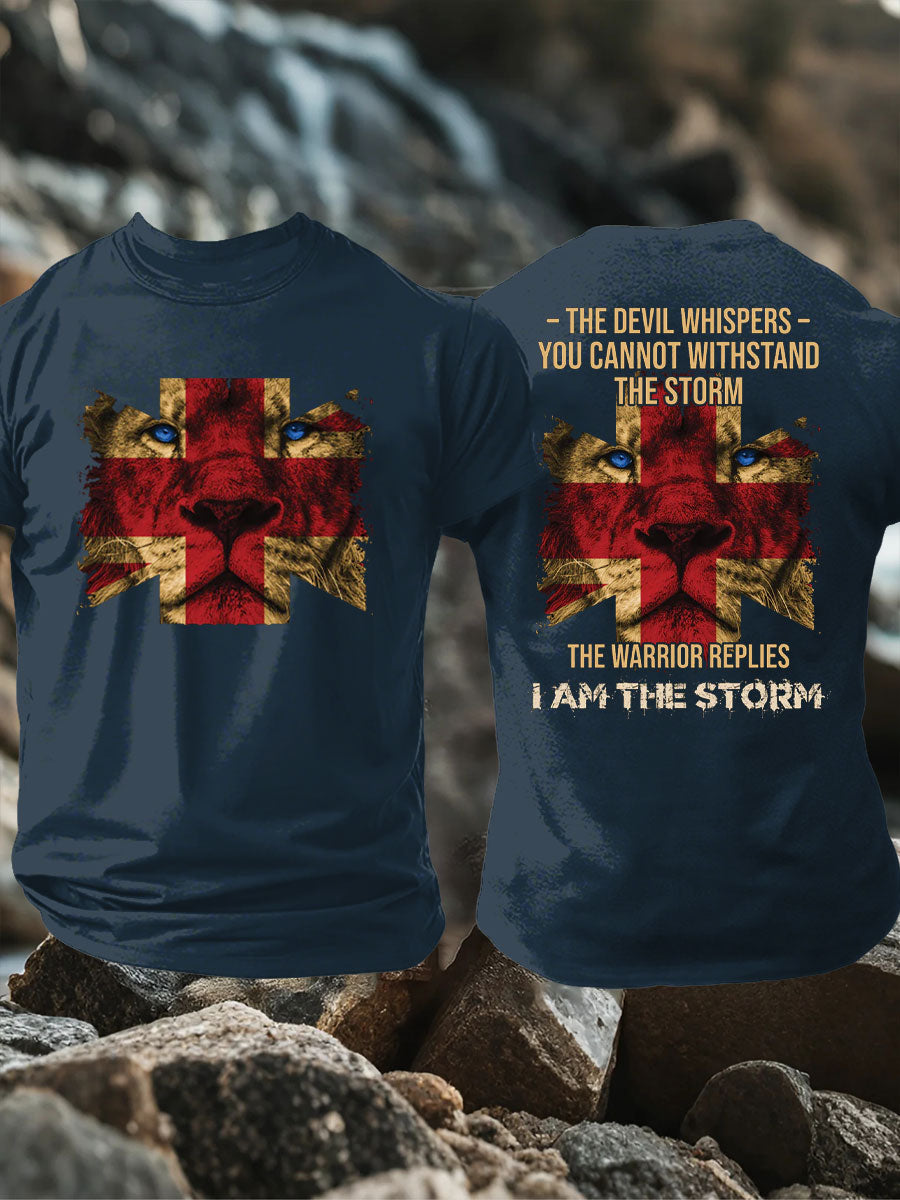 Men's UK Flag Lion Patriotic Printed T-shirt