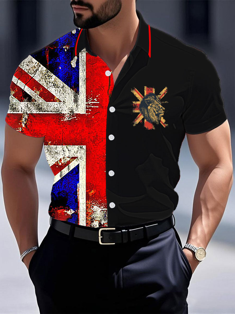 Men's Vintage England Flag Lion Casual Shirt