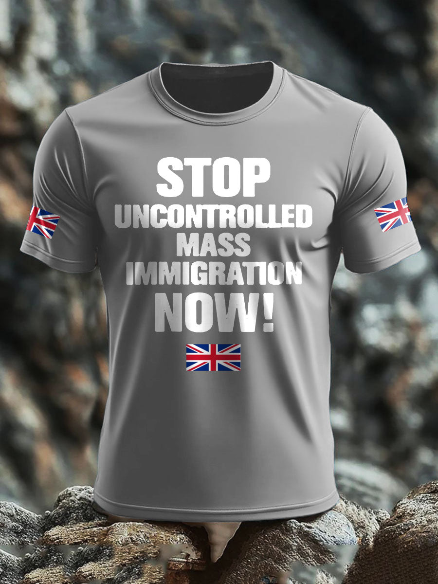Men's UK Immigrant Stop Importing Start Deporting Printed T-shirt