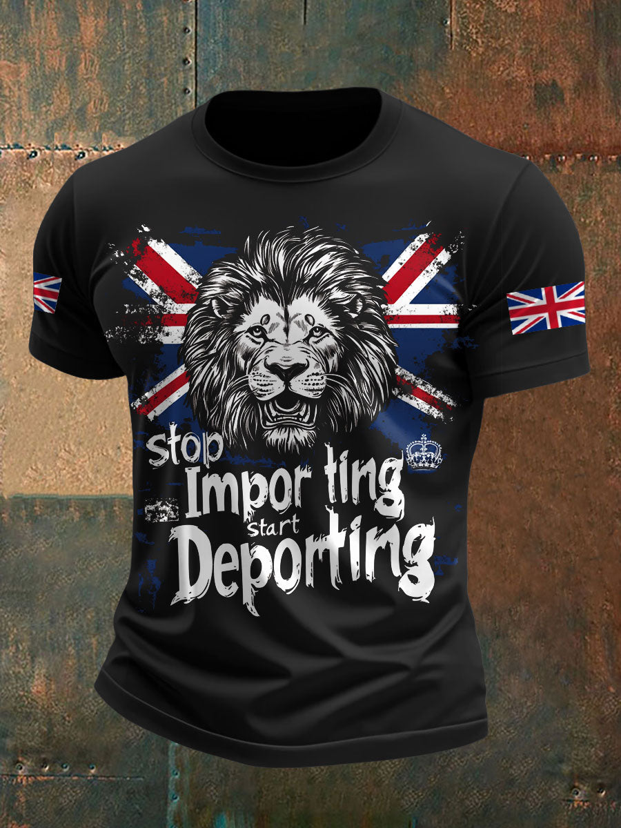 Men's UK Immigrant Stop Importing Start Deporting Printed T-shirt