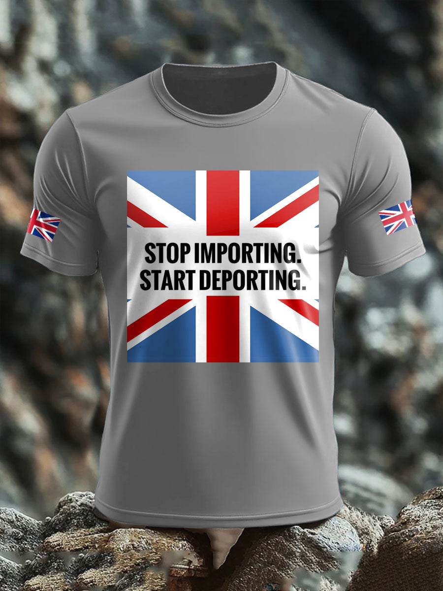Men's UK Immigrant Stop Importing Start Deporting Printed T-shirt
