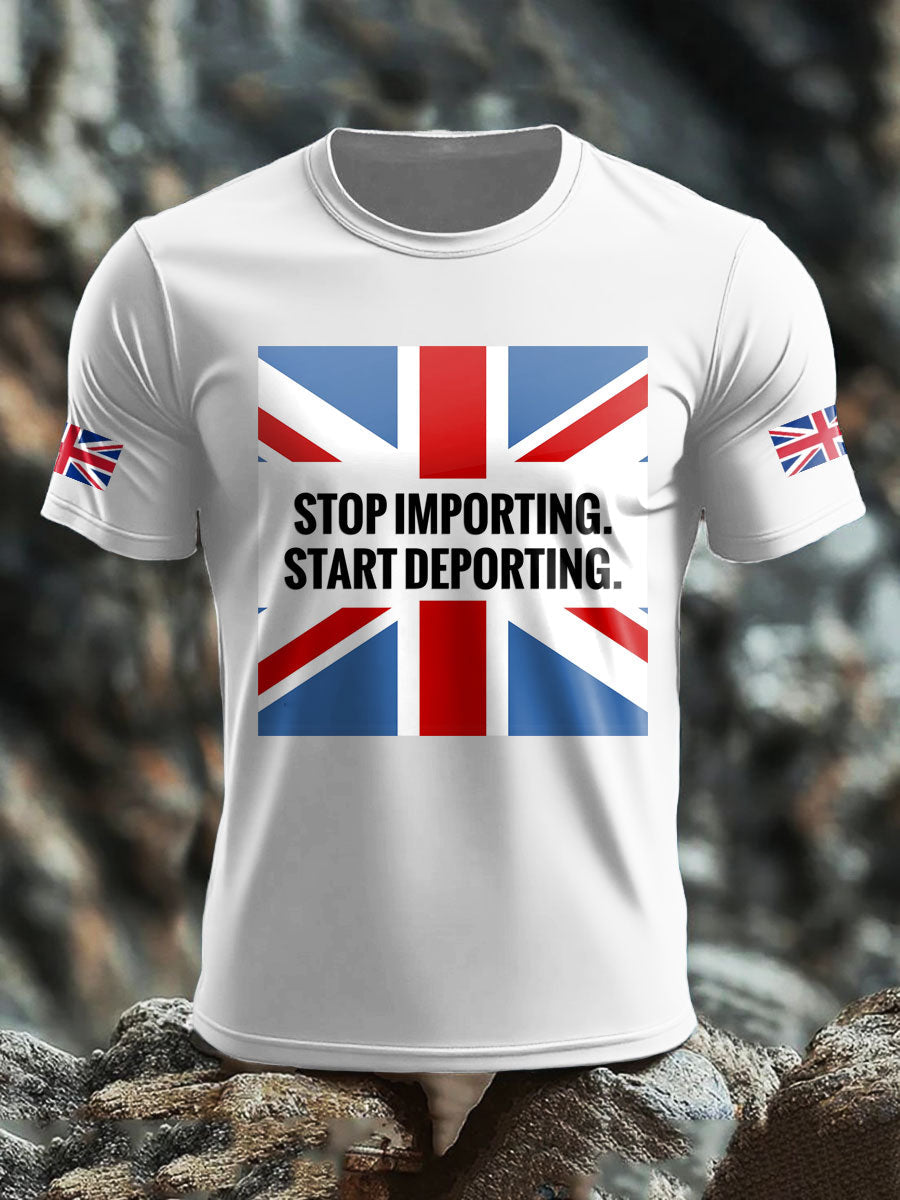 Men's UK Immigrant Stop Importing Start Deporting Printed T-shirt