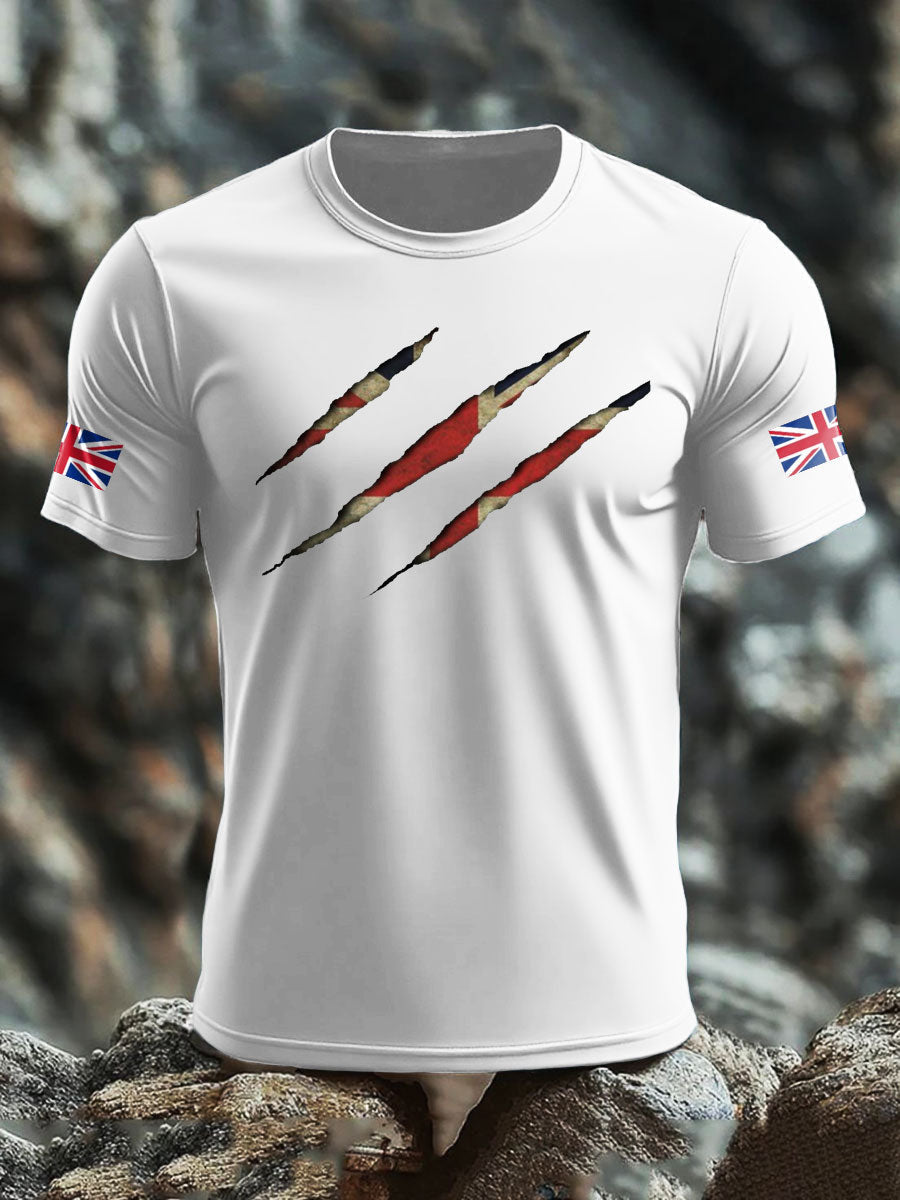 Men's UK Flag Skull Printed T-shirt