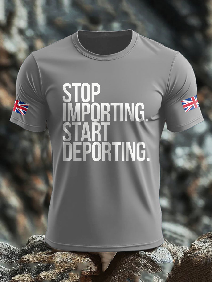 Men's UK Immigrant Stop Importing Start Deporting Printed T-shirt