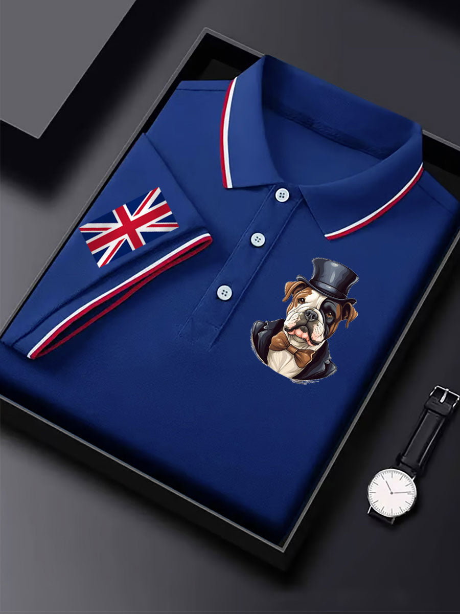 Men's Vintage England Flag Dog Casual Shirt