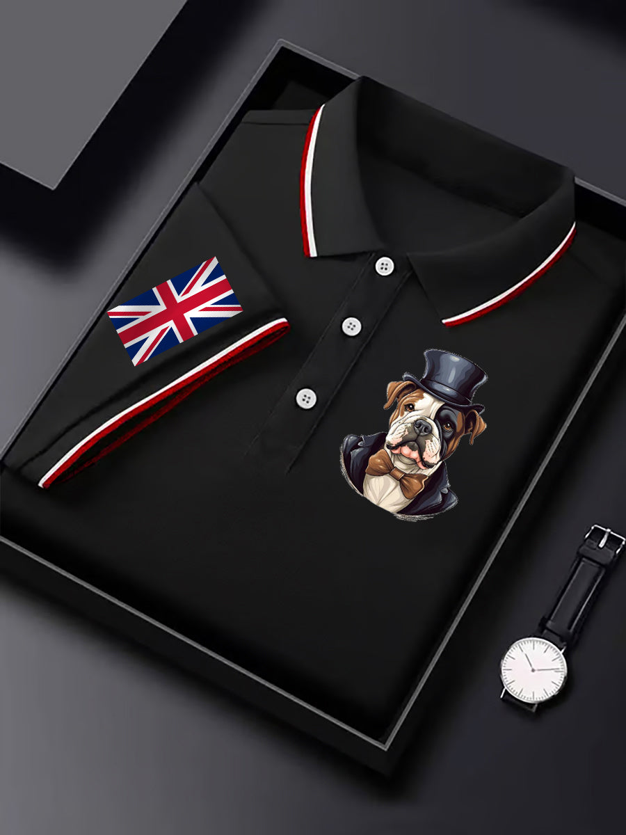 Men's Vintage England Flag Dog Casual Shirt