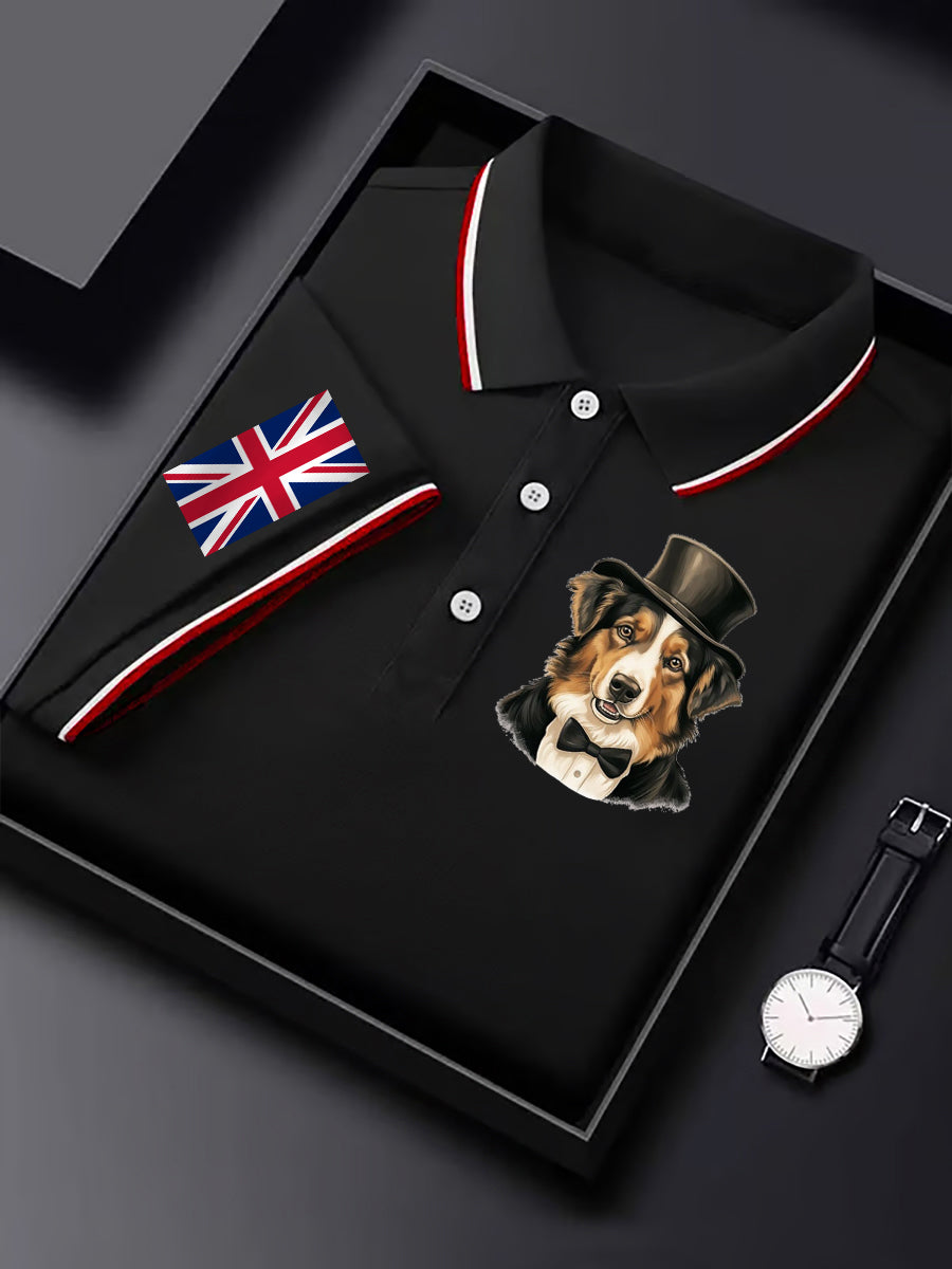 Men's Vintage England Flag Dog Casual Shirt