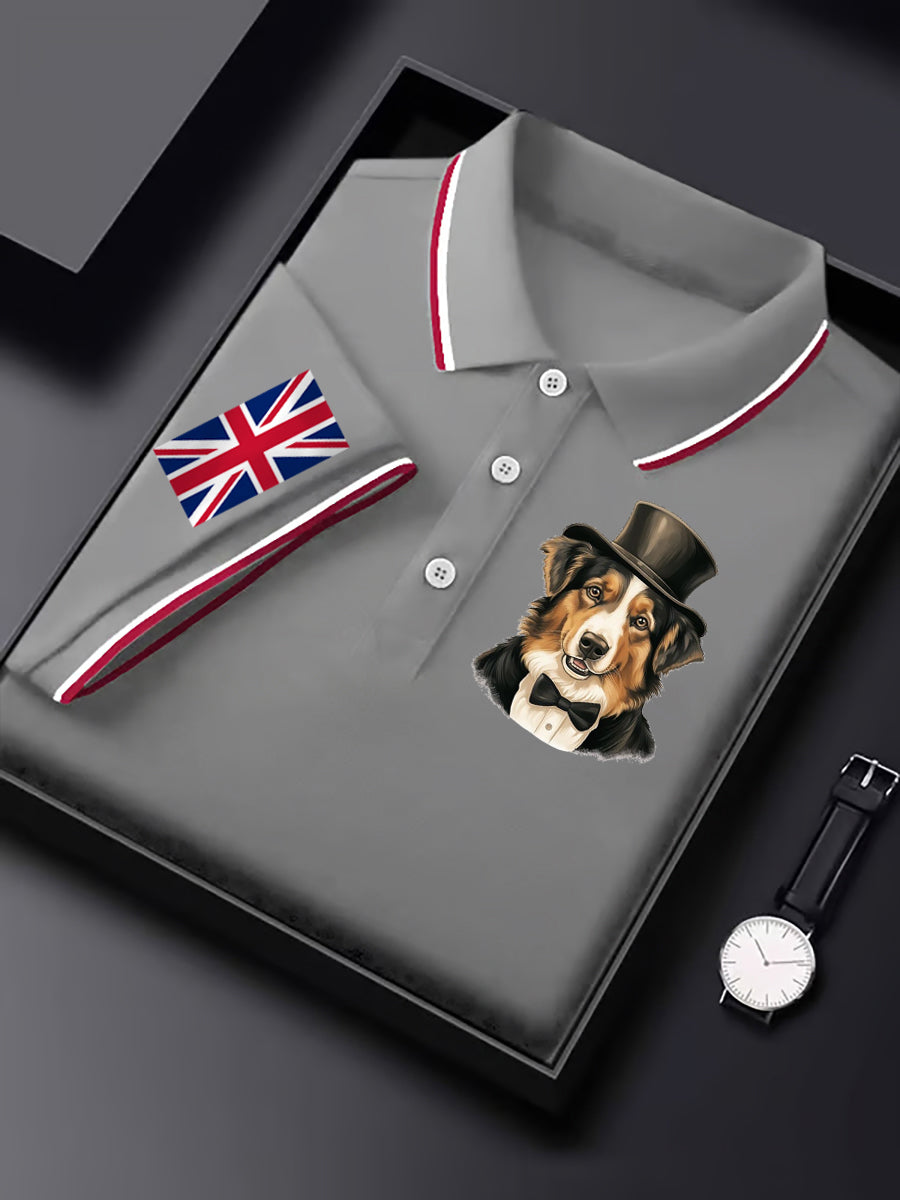 Men's Vintage England Flag Dog Casual Shirt