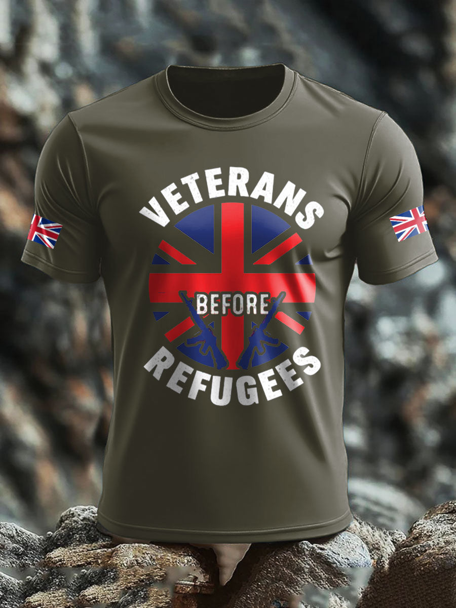 Men's UK Flag Stop Illegal Immigration Printed T-shirt