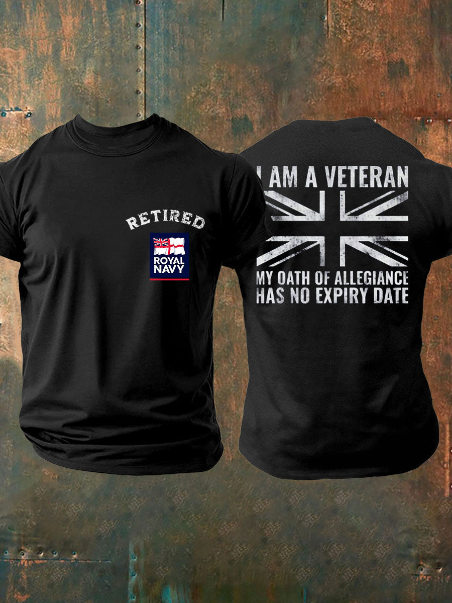 Men's Retired Navy Veteran Printed T-shirt