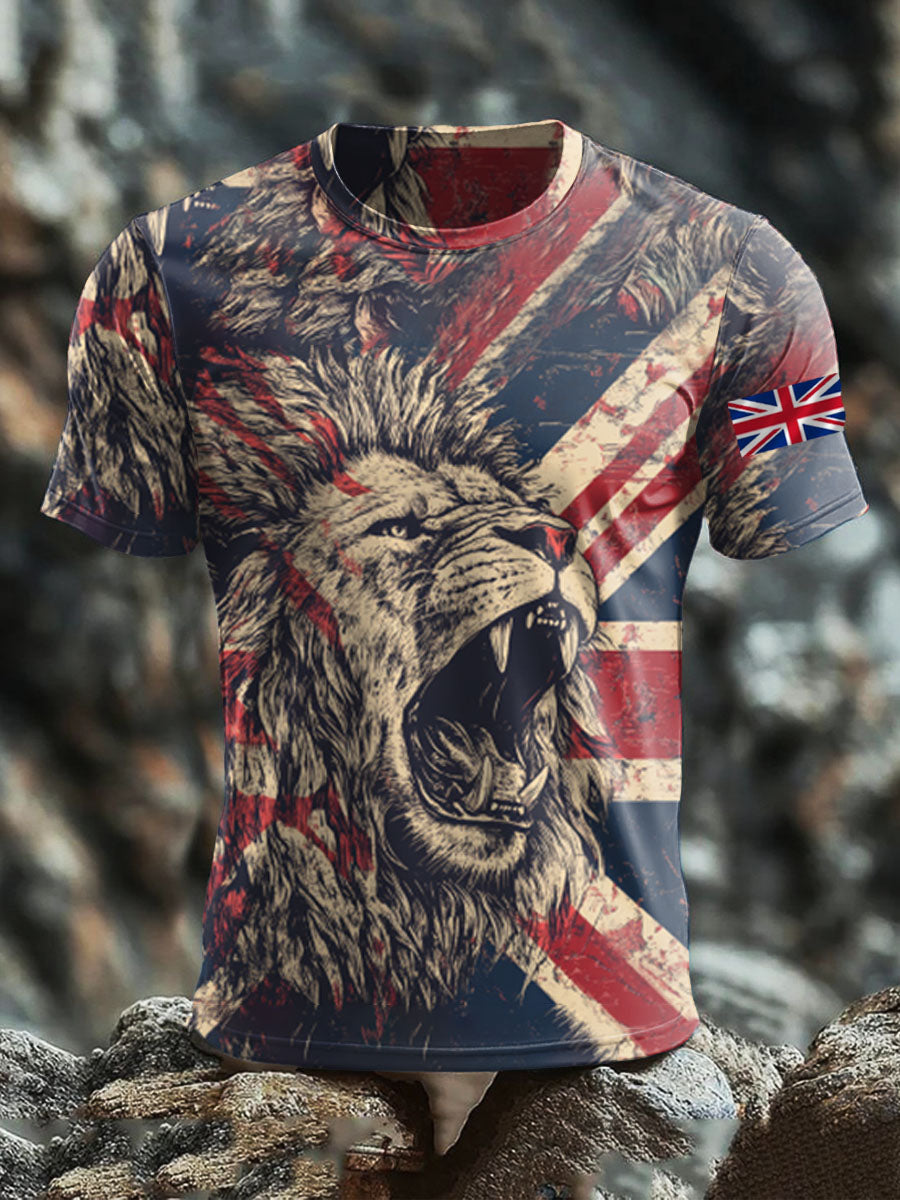 Men's Britsh Lion Short Sleeves Printed T-shirt