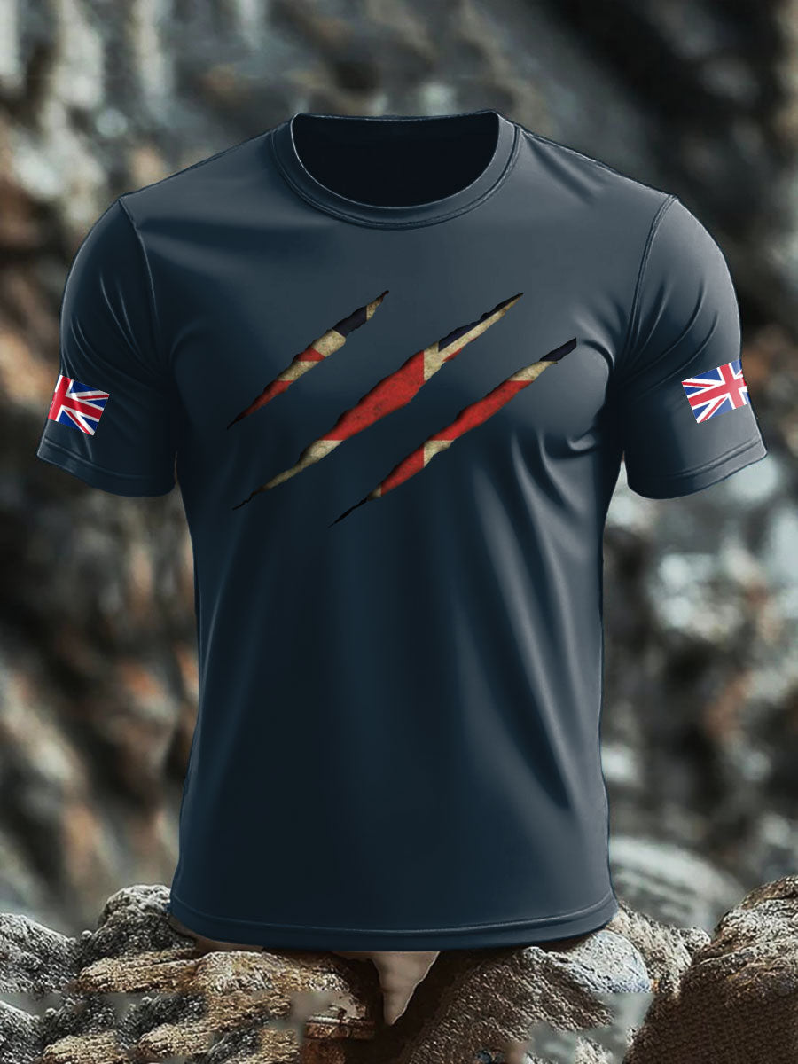 Men's UK Flag Skull Printed T-shirt