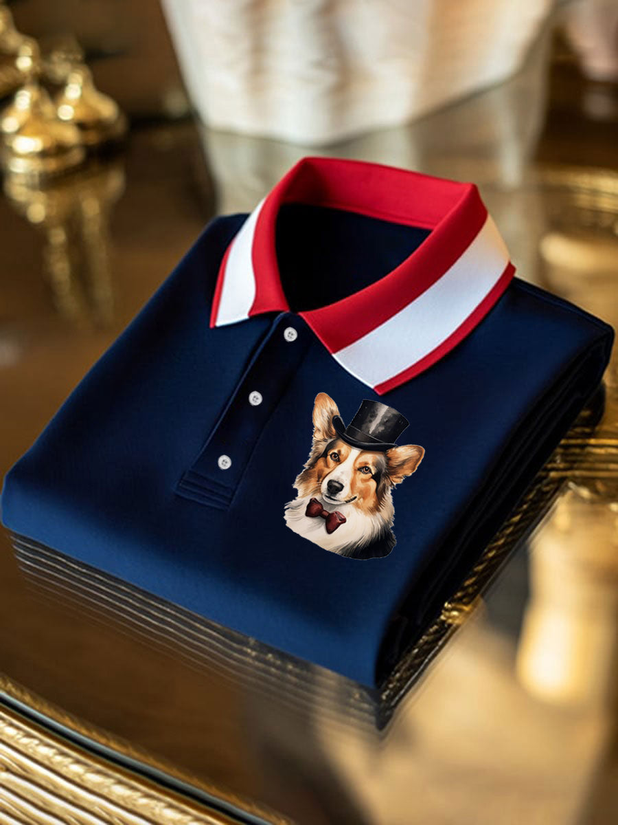 Men's Vintage England Flag Dog Casual Shirt