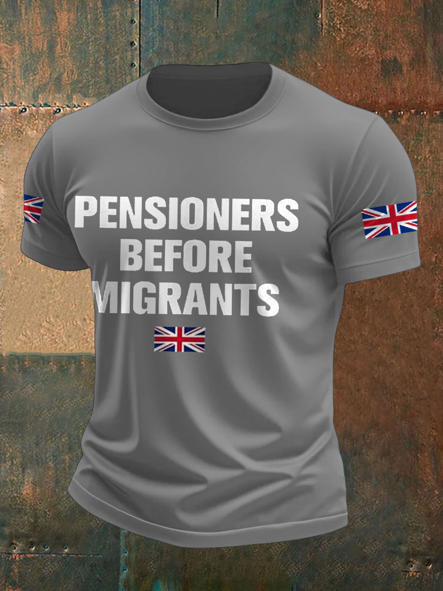 Men's UK Immigration Veterans Before Refugees Printed T-shirt