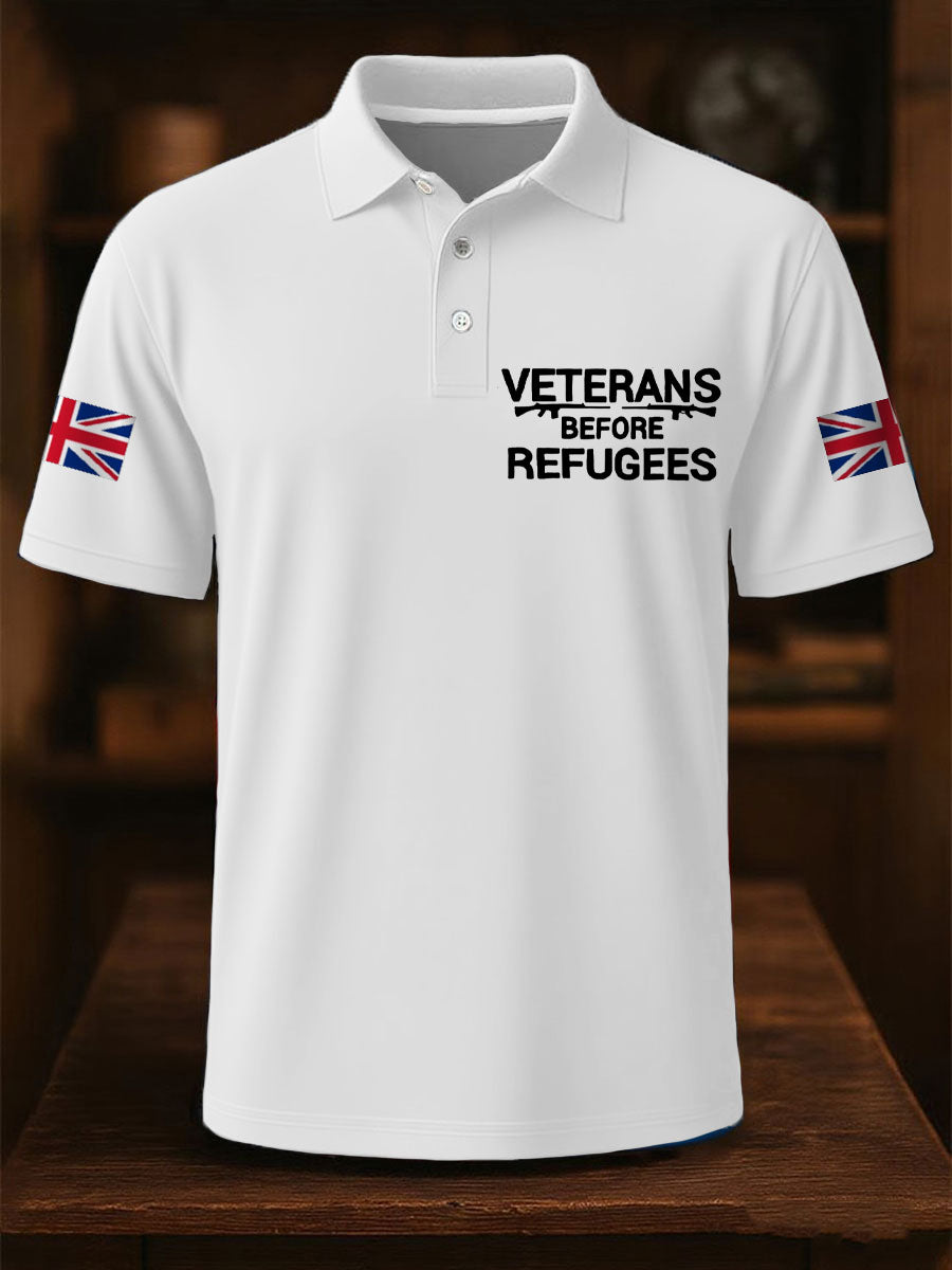 Men's UK Immigration Veterans Before Refugees Printed Casual Tops