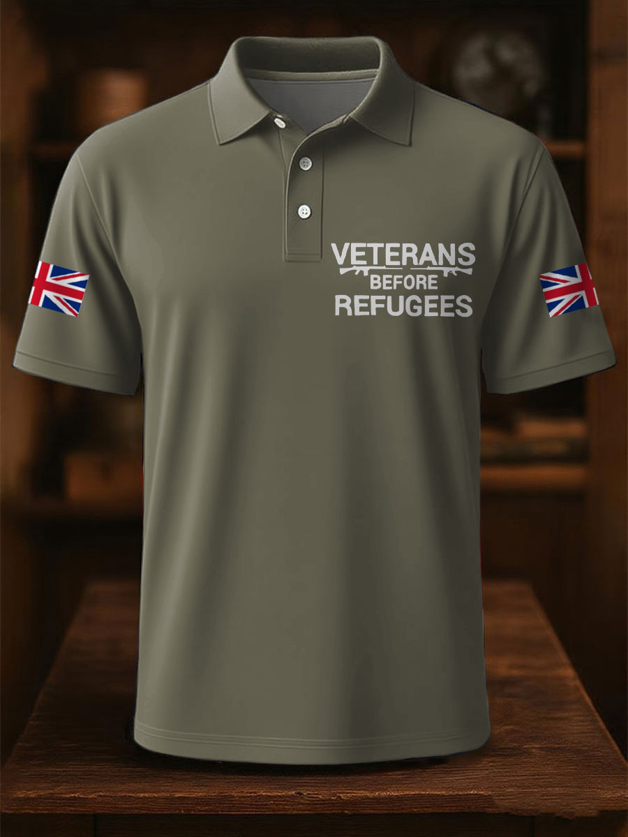 Men's UK Immigration Veterans Before Refugees Printed Casual Tops