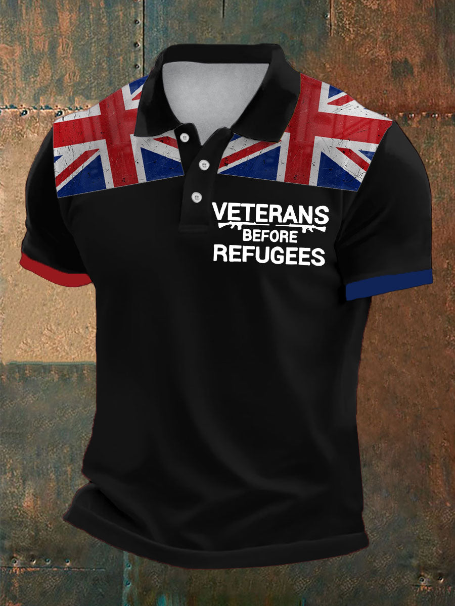 Men's UK Immigration Veterans Before Refugees Printed Casual Tops