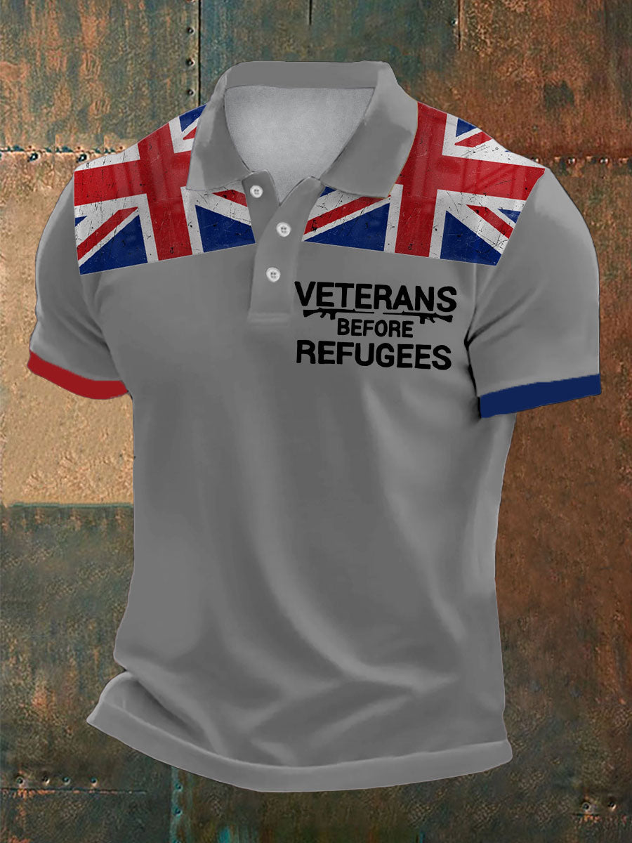 Men's UK Immigration Veterans Before Refugees Printed Casual Tops