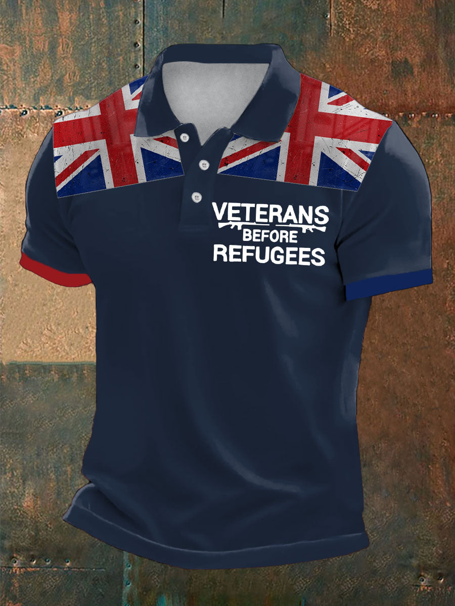 Men's UK Immigration Veterans Before Refugees Printed Casual Tops